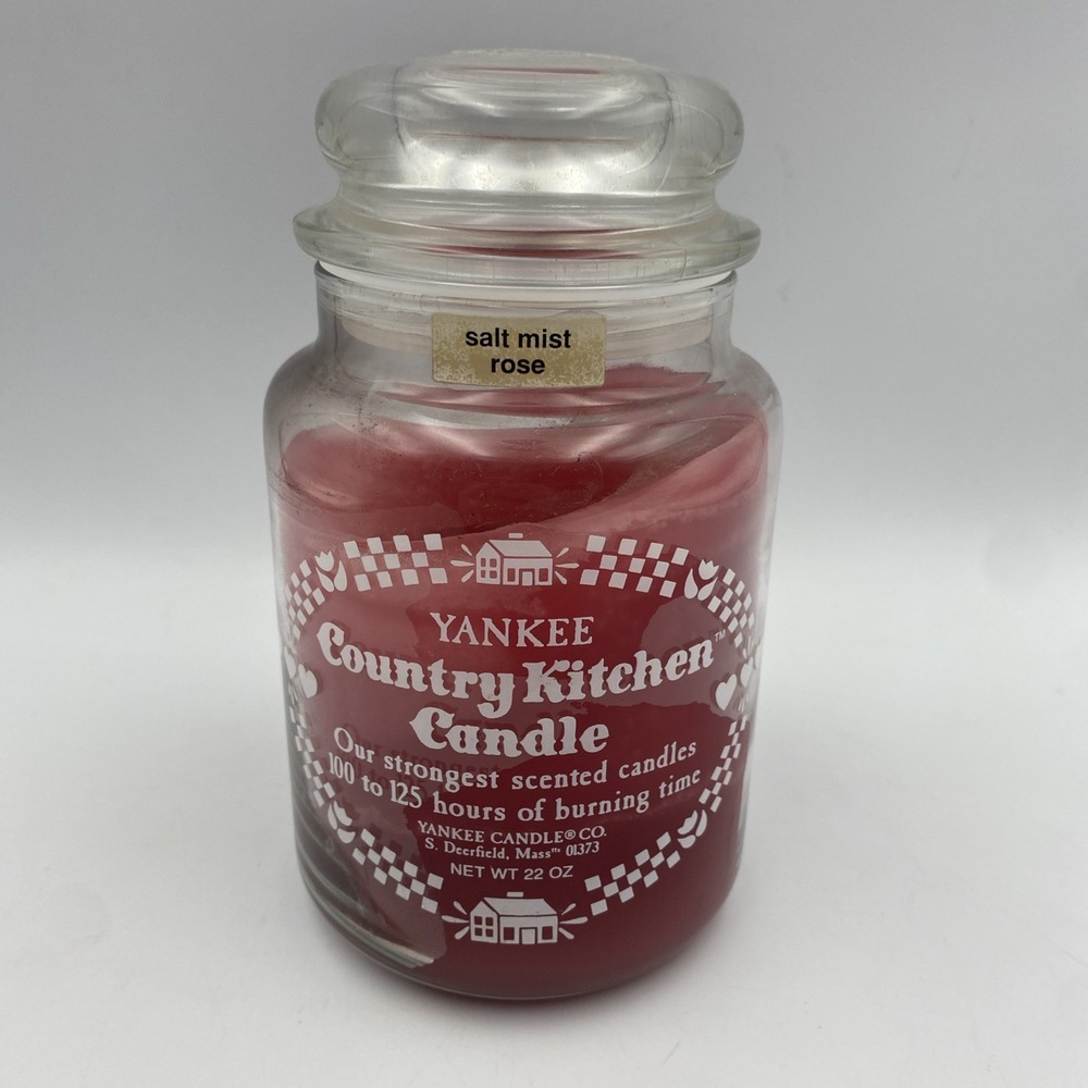 Vintage Rare Yankee Candle Country Kitchen Salt‎ Mist Rose 22 oz Retired 75+ hrs